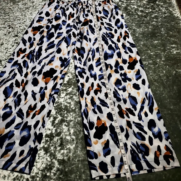 Azel Hazel Colorful Leopard Print Wide Leg Pants - Picture 3 of 11